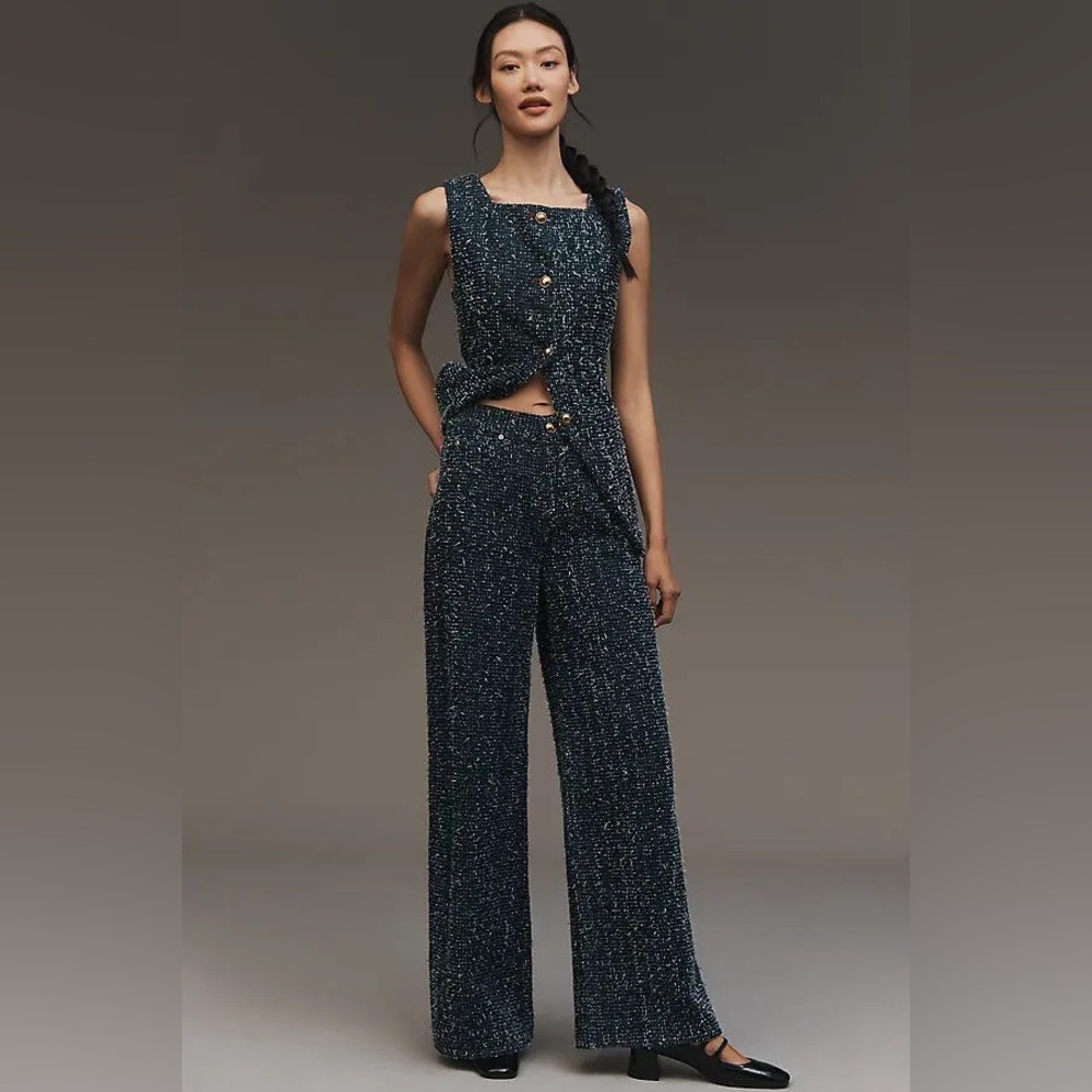 Maeve Skater Needlepoint High Rise Wide Leg Jeans Size 26 Boho Western